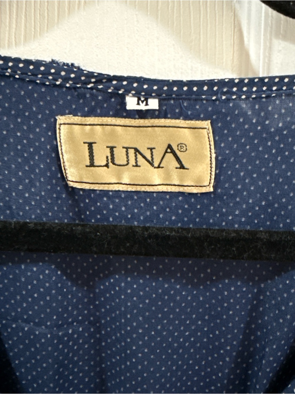 Vintage Luna Navy Polka Dot Maxi Dress Size M - Picture 4 of 7
